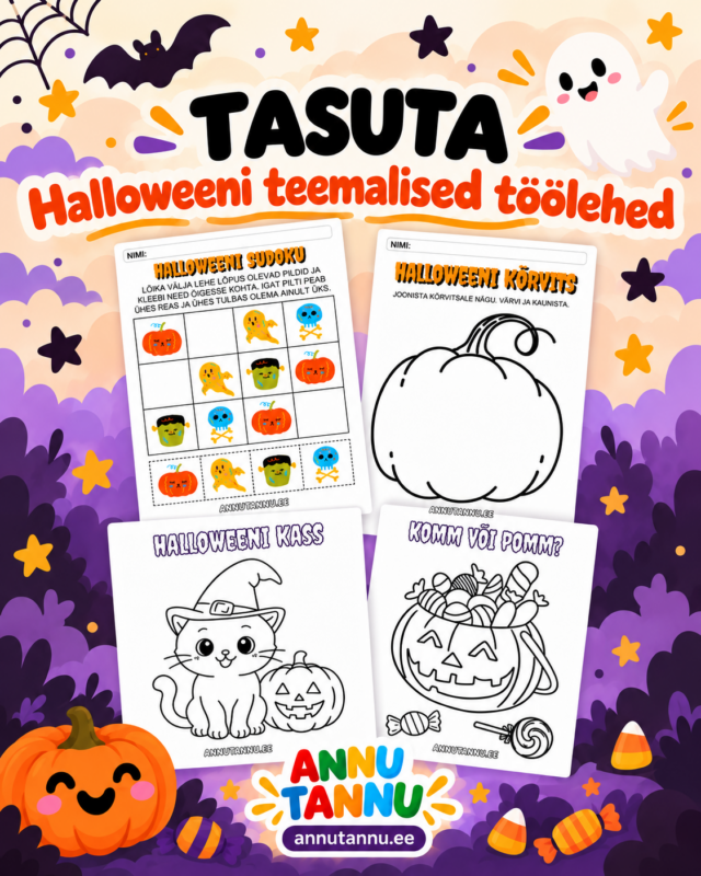 Tasuta Halloweeni Töölehed